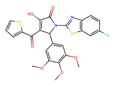 (4E)-1-(6-fluoro-1,3-benzothiazol-2-yl)-4-[hydroxy(thiophen-2-yl)methylidene]-5-(3,4,5-trimethoxyphenyl)pyrrolidine-2,3-dione structure