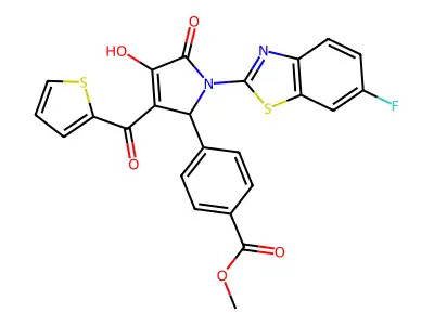 Methyl 4-[1-(6-fluorobenzothiazol-2-yl)-4-hydroxy-5-oxo-3-(2-thienylcarbonyl)-3-pyrrolin-2-yl]benzoate structure