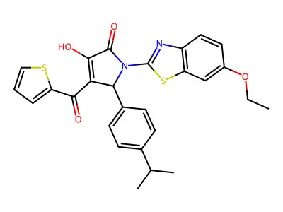 1-(6-ethoxybenzothiazol-2-yl)-3-hydroxy-5-[4-(methylethyl)phenyl]-4-(2-thienyl carbonyl)-3-pyrrolin-2-one structure
