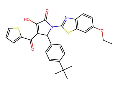 (4E)-5-(4-tert-butylphenyl)-1-(6-ethoxy-1,3-benzothiazol-2-yl)-4-[hydroxy(thiophen-2-yl)methylidene]pyrrolidine-2,3-dione structure