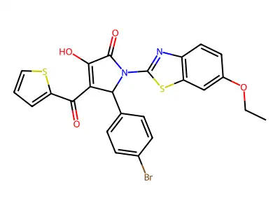 5-(4-Bromophenyl)-1-(6-ethoxybenzothiazol-2-yl)-3-hydroxy-4-(2-thienylcarbonyl)-3-pyrrolin-2-one structure