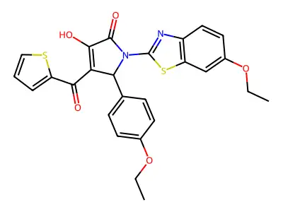 (4E)-1-(6-ethoxy-1,3-benzothiazol-2-yl)-5-(4-ethoxyphenyl)-4-[hydroxy(thiophen-2-yl)methylidene]pyrrolidine-2,3-dione structure