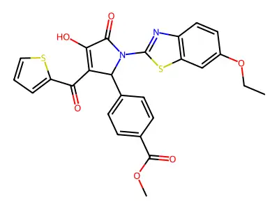 Methyl 4-[1-(6-ethoxybenzothiazol-2-yl)-4-hydroxy-5-oxo-3-(2-thienylcarbonyl)-3-pyrrolin-2-yl]benzoate structure