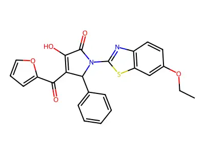 1-(6-ethoxybenzo[d]thiazol-2-yl)-4-(furan-2-carbonyl)-3-hydroxy-5-phenyl-1H-pyrrol-2(5H)-one structure