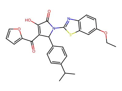1-(6-ethoxybenzothiazol-2-yl)-4-(2-furylcarbonyl)-3-hydroxy-5-[4-(methylethyl) phenyl]-3-pyrrolin-2-one structure