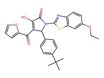 (4E)-5-(4-tert-butylphenyl)-1-(6-ethoxy-1,3-benzothiazol-2-yl)-4-[furan-2-yl(hydroxy)methylidene]pyrrolidine-2,3-dione structure