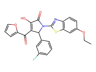 1-(6-Ethoxybenzothiazol-2-yl)-5-(3-fluorophenyl)-4-(2-furylcarbonyl)-3-hydroxy-3-pyrrolin-2-one structure