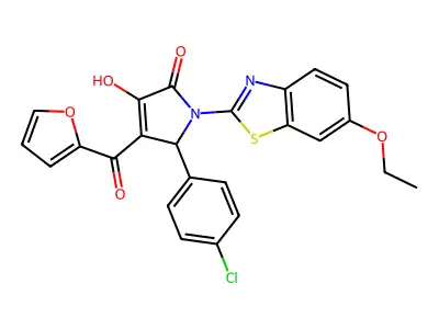 5-(4-Chlorophenyl)-1-(6-ethoxybenzothiazol-2-yl)-4-(2-furylcarbonyl)-3-hydroxy-3-pyrrolin-2-one structure
