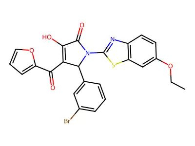 5-(3-Bromophenyl)-1-(6-ethoxybenzothiazol-2-yl)-4-(2-furylcarbonyl)-3-hydroxy-3-pyrrolin-2-one structure