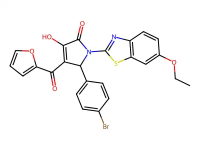 5-(4-Bromophenyl)-1-(6-ethoxybenzothiazol-2-yl)-4-(2-furylcarbonyl)-3-hydroxy-3-pyrrolin-2-one structure