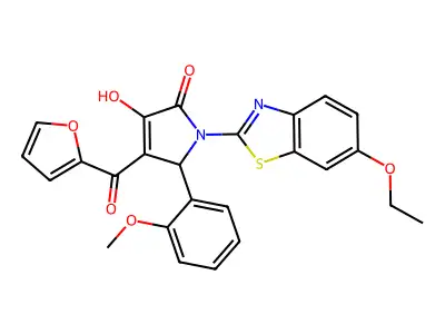 1-(6-Ethoxybenzothiazol-2-yl)-4-(2-furylcarbonyl)-3-hydroxy-5-(2-methoxyphenyl)-3-pyrrolin-2-one structure