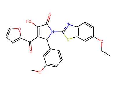 1-(6-Ethoxybenzothiazol-2-yl)-4-(2-furylcarbonyl)-3-hydroxy-5-(3-methoxyphenyl)-3-pyrrolin-2-one structure