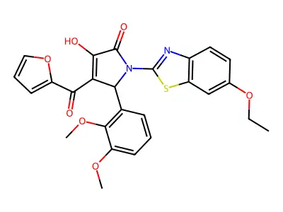 (4E)-5-(2,3-dimethoxyphenyl)-1-(6-ethoxy-1,3-benzothiazol-2-yl)-4-[furan-2-yl(hydroxy)methylidene]pyrrolidine-2,3-dione structure