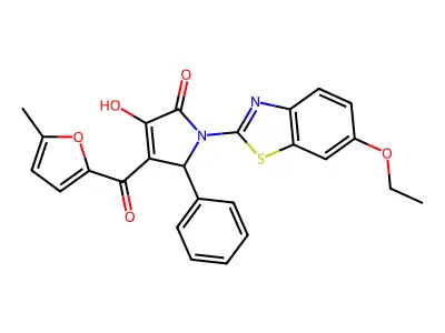 (4E)-1-(6-ethoxy-1,3-benzothiazol-2-yl)-4-[hydroxy(5-methylfuran-2-yl)methylidene]-5-phenylpyrrolidine-2,3-dione structure