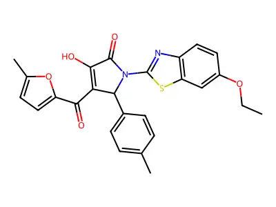 (4E)-1-(6-ethoxy-1,3-benzothiazol-2-yl)-4-[hydroxy(5-methylfuran-2-yl)methylidene]-5-(4-methylphenyl)pyrrolidine-2,3-dione structure