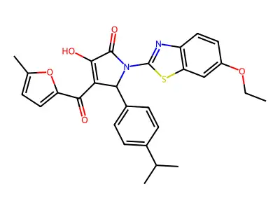 (4E)-1-(6-ethoxy-1,3-benzothiazol-2-yl)-4-[hydroxy(5-methylfuran-2-yl)methylidene]-5-[4-(propan-2-yl)phenyl]pyrrolidine-2,3-dione structure