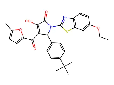 (4E)-5-(4-tert-butylphenyl)-1-(6-ethoxy-1,3-benzothiazol-2-yl)-4-[hydroxy(5-methylfuran-2-yl)methylidene]pyrrolidine-2,3-dione structure