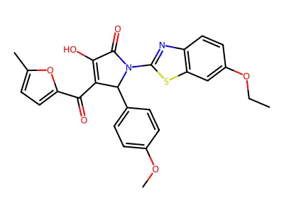 (4E)-1-(6-ethoxy-1,3-benzothiazol-2-yl)-4-[hydroxy(5-methylfuran-2-yl)methylidene]-5-(4-methoxyphenyl)pyrrolidine-2,3-dione structure