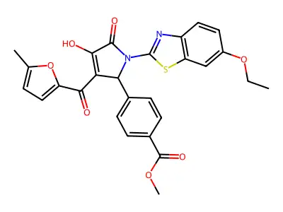 methyl 4-{(3E)-1-(6-ethoxy-1,3-benzothiazol-2-yl)-3-[hydroxy(5-methylfuran-2-yl)methylidene]-4,5-dioxopyrrolidin-2-yl}benzoate structure