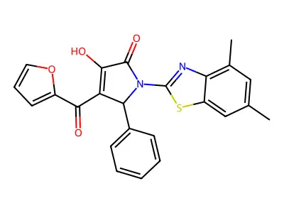 (4E)-1-(4,6-dimethyl-1,3-benzothiazol-2-yl)-4-[furan-2-yl(hydroxy)methylidene]-5-phenylpyrrolidine-2,3-dione structure
