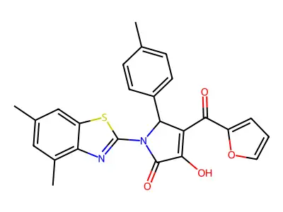 (4E)-1-(4,6-dimethyl-1,3-benzothiazol-2-yl)-4-[furan-2-yl(hydroxy)methylidene]-5-(4-methylphenyl)pyrrolidine-2,3-dione structure