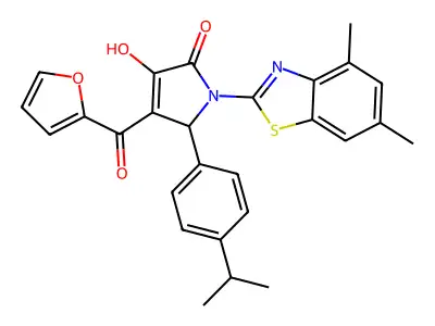 (4E)-1-(4,6-dimethyl-1,3-benzothiazol-2-yl)-4-[furan-2-yl(hydroxy)methylidene]-5-[4-(propan-2-yl)phenyl]pyrrolidine-2,3-dione structure