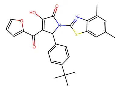 1-(4,6-Dimethylbenzothiazol-2-yl)-5-[4-(tert-butyl)phenyl]-4-(2-furylcarbonyl)-3-hydroxy-3-pyrrolin-2-one structure