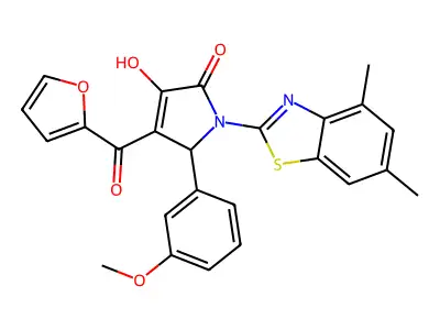 (4E)-1-(4,6-dimethyl-1,3-benzothiazol-2-yl)-4-[furan-2-yl(hydroxy)methylidene]-5-(3-methoxyphenyl)pyrrolidine-2,3-dione structure