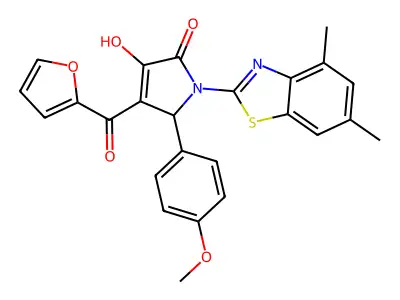 (4E)-1-(4,6-dimethyl-1,3-benzothiazol-2-yl)-4-[furan-2-yl(hydroxy)methylidene]-5-(4-methoxyphenyl)pyrrolidine-2,3-dione structure