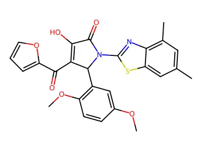 5-(2,5-Dimethoxyphenyl)-1-(4,6-dimethylbenzothiazol-2-yl)-4-(2-furylcarbonyl)-3-hydroxy-3-pyrrolin-2-one structure