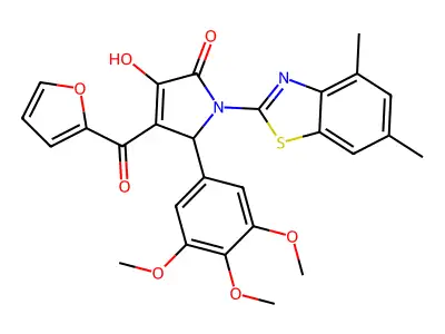 (4E)-1-(4,6-dimethyl-1,3-benzothiazol-2-yl)-4-[furan-2-yl(hydroxy)methylidene]-5-(3,4,5-trimethoxyphenyl)pyrrolidine-2,3-dione structure