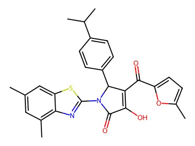 (4E)-1-(4,6-dimethyl-1,3-benzothiazol-2-yl)-4-[hydroxy(5-methylfuran-2-yl)methylidene]-5-[4-(propan-2-yl)phenyl]pyrrolidine-2,3-dione structure