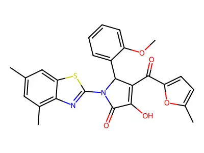 1-(4,6-dimethyl-1,3-benzothiazol-2-yl)-3-hydroxy-5-(2-methoxyphenyl)-4-(5-methyl-2-furoyl)-1,5-dihydro-2H-pyrrol-2-one structure
