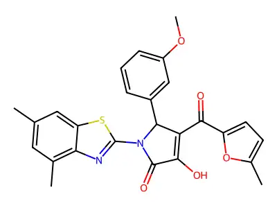 (4E)-1-(4,6-dimethyl-1,3-benzothiazol-2-yl)-4-[hydroxy(5-methylfuran-2-yl)methylidene]-5-(3-methoxyphenyl)pyrrolidine-2,3-dione structure
