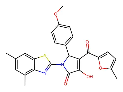 (4E)-1-(4,6-dimethyl-1,3-benzothiazol-2-yl)-4-[hydroxy(5-methylfuran-2-yl)methylidene]-5-(4-methoxyphenyl)pyrrolidine-2,3-dione structure