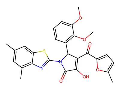 (4E)-5-(2,3-dimethoxyphenyl)-1-(4,6-dimethyl-1,3-benzothiazol-2-yl)-4-[hydroxy(5-methylfuran-2-yl)methylidene]pyrrolidine-2,3-dione structure