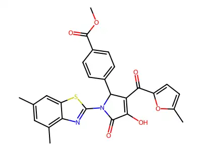 methyl 4-{(3E)-1-(4,6-dimethyl-1,3-benzothiazol-2-yl)-3-[hydroxy(5-methylfuran-2-yl)methylidene]-4,5-dioxopyrrolidin-2-yl}benzoate structure