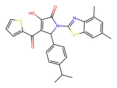 (4E)-1-(4,6-dimethyl-1,3-benzothiazol-2-yl)-4-[hydroxy(thiophen-2-yl)methylidene]-5-[4-(propan-2-yl)phenyl]pyrrolidine-2,3-dione structure