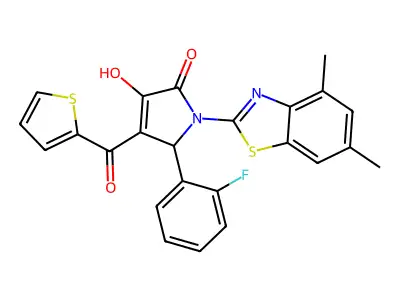 (4E)-1-(4,6-dimethyl-1,3-benzothiazol-2-yl)-5-(2-fluorophenyl)-4-[hydroxy(thiophen-2-yl)methylidene]pyrrolidine-2,3-dione structure