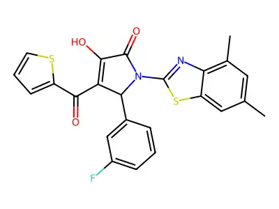 (4E)-1-(4,6-dimethyl-1,3-benzothiazol-2-yl)-5-(3-fluorophenyl)-4-[hydroxy(thiophen-2-yl)methylidene]pyrrolidine-2,3-dione structure
