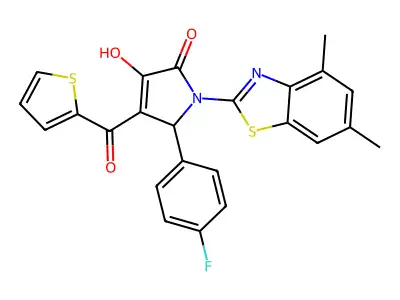 (4E)-1-(4,6-dimethyl-1,3-benzothiazol-2-yl)-5-(4-fluorophenyl)-4-[hydroxy(thiophen-2-yl)methylidene]pyrrolidine-2,3-dione structure