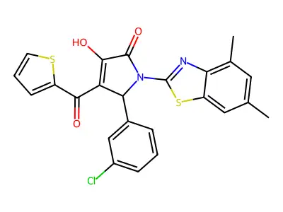 (4E)-5-(3-chlorophenyl)-1-(4,6-dimethyl-1,3-benzothiazol-2-yl)-4-[hydroxy(thiophen-2-yl)methylidene]pyrrolidine-2,3-dione structure
