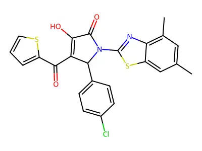 (4E)-5-(4-chlorophenyl)-1-(4,6-dimethyl-1,3-benzothiazol-2-yl)-4-[hydroxy(thiophen-2-yl)methylidene]pyrrolidine-2,3-dione structure