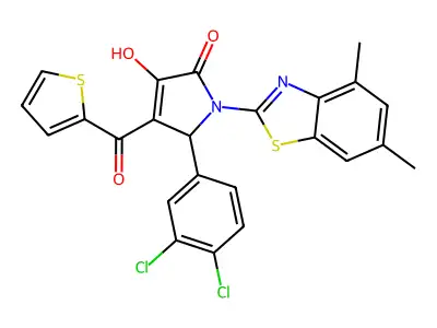 (4E)-5-(3,4-dichlorophenyl)-1-(4,6-dimethyl-1,3-benzothiazol-2-yl)-4-[hydroxy(thiophen-2-yl)methylidene]pyrrolidine-2,3-dione structure
