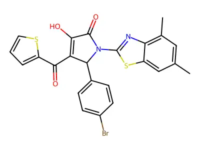 (4E)-5-(4-bromophenyl)-1-(4,6-dimethyl-1,3-benzothiazol-2-yl)-4-[hydroxy(thiophen-2-yl)methylidene]pyrrolidine-2,3-dione structure