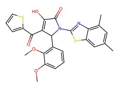 (4E)-5-(2,3-dimethoxyphenyl)-1-(4,6-dimethyl-1,3-benzothiazol-2-yl)-4-[hydroxy(thiophen-2-yl)methylidene]pyrrolidine-2,3-dione structure