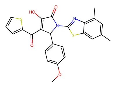 (4E)-1-(4,6-dimethyl-1,3-benzothiazol-2-yl)-4-[hydroxy(thiophen-2-yl)methylidene]-5-(4-methoxyphenyl)pyrrolidine-2,3-dione structure