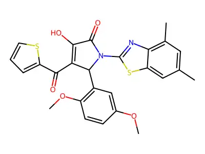 (4E)-5-(2,5-dimethoxyphenyl)-1-(4,6-dimethyl-1,3-benzothiazol-2-yl)-4-[hydroxy(thiophen-2-yl)methylidene]pyrrolidine-2,3-dione structure