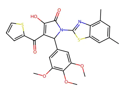 (4E)-1-(4,6-dimethyl-1,3-benzothiazol-2-yl)-4-[hydroxy(thiophen-2-yl)methylidene]-5-(3,4,5-trimethoxyphenyl)pyrrolidine-2,3-dione structure