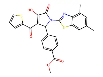 methyl 4-{(3E)-1-(4,6-dimethyl-1,3-benzothiazol-2-yl)-3-[hydroxy(thiophen-2-yl)methylidene]-4,5-dioxopyrrolidin-2-yl}benzoate structure